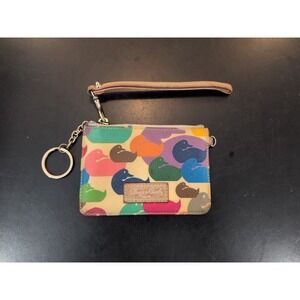 Dooney & Bourke Rainbow Wonder Ducks Mini Coin Pouch Keychain Y2K Rare